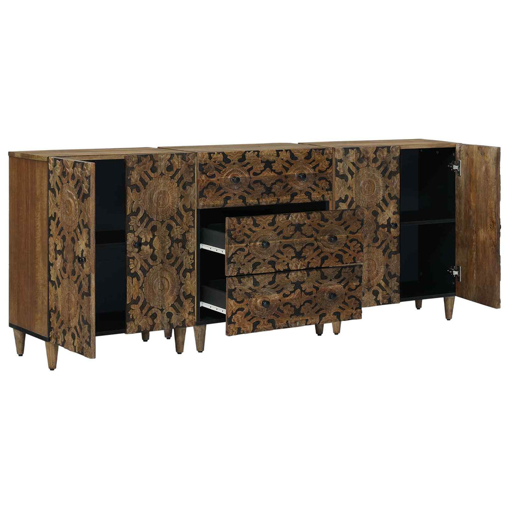 Sideboard 3 pcs Braun 60 x 33,5 x 75 cm Massivholz Mango