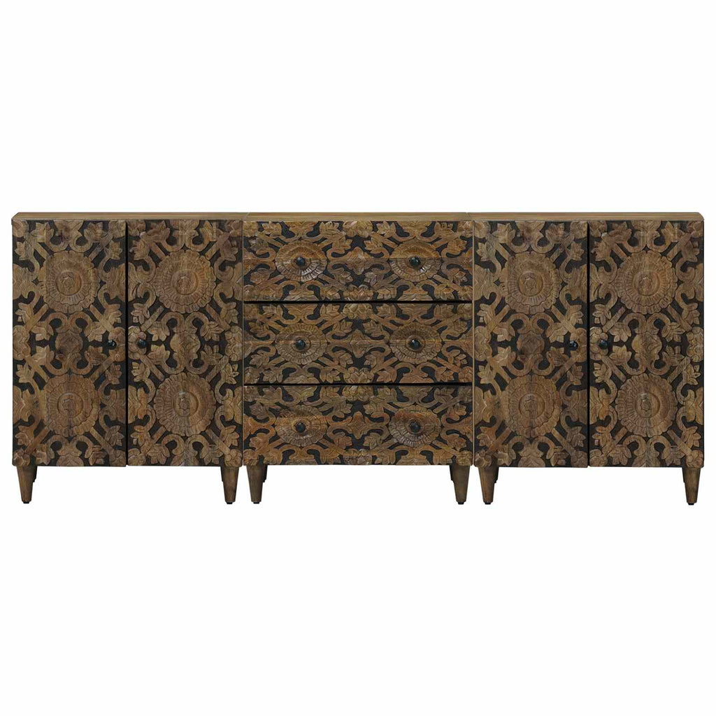 Sideboard 3 pcs Braun 60 x 33,5 x 75 cm Massivholz Mango