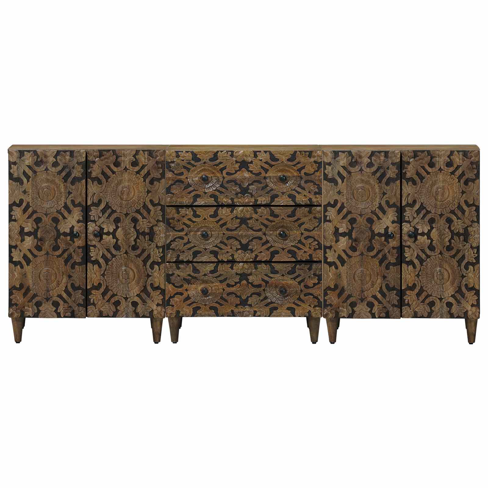 Sideboard 3 pcs Braun 60 x 33,5 x 75 cm Massivholz Mango
