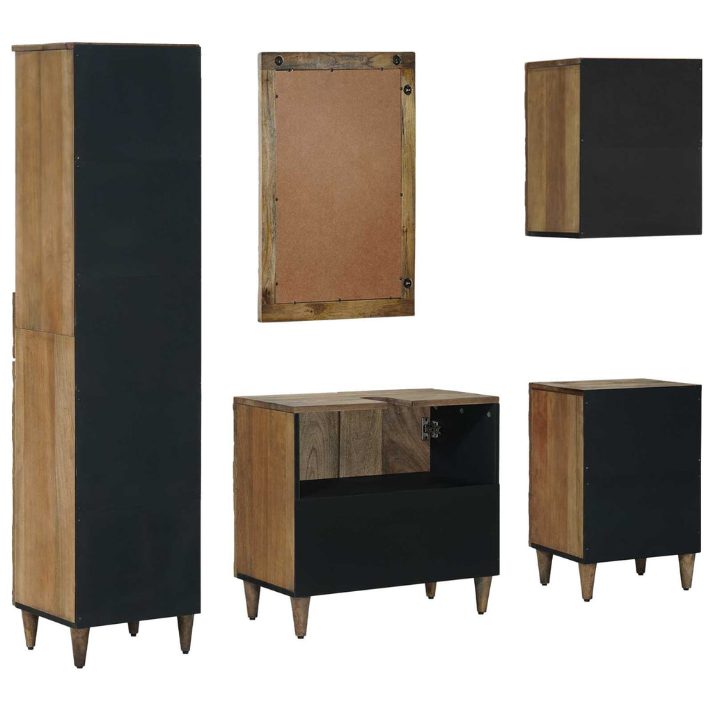 Badezimmermöbel-Set mit Schubladen 5 pcs Braun Massivholz Mango