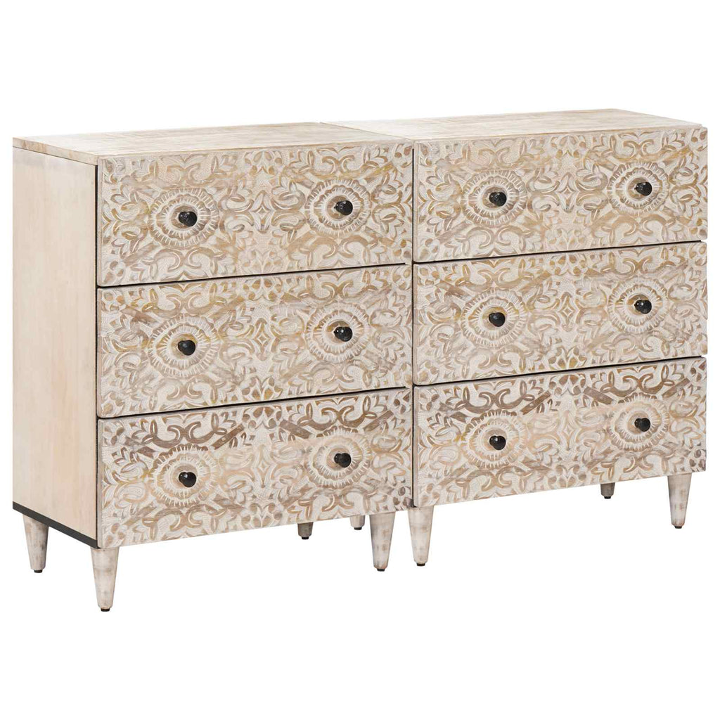 Sideboard 2 pcs Weiß 60 x 33,5 x 75 cm Massivholz Mango
