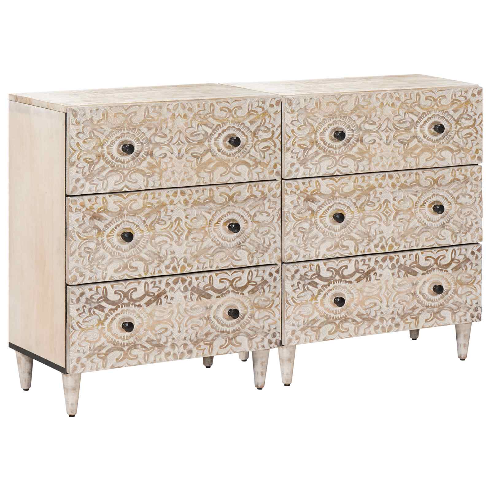 Sideboard 2 pcs Weiß 60 x 33,5 x 75 cm Massivholz Mango