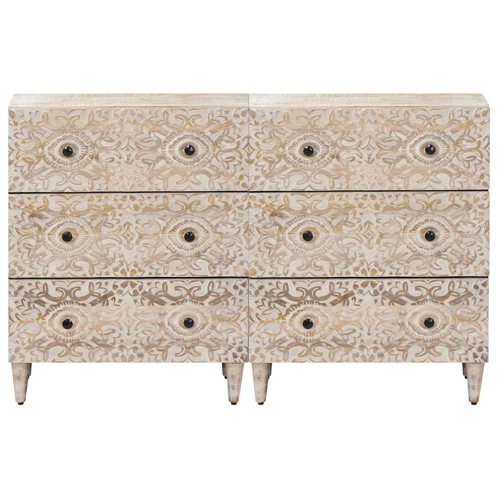 Sideboard 2 pcs Weiß 60 x 33,5 x 75 cm Massivholz Mango