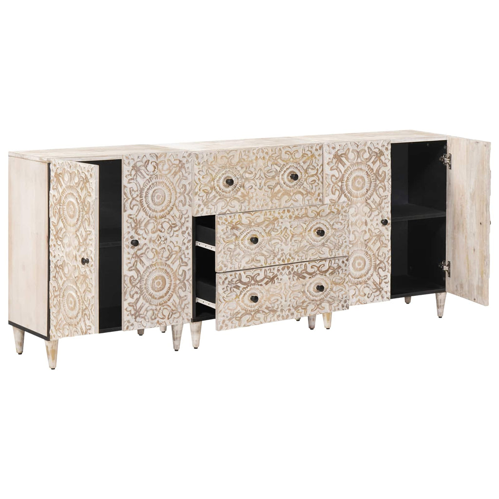 Sideboard 3 pcs Weiß 60 x 33,5 x 75 cm Massivholz Mango