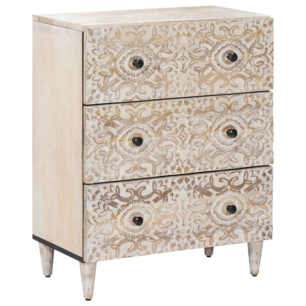 Sideboard 3 pcs Weiß 60 x 33,5 x 75 cm Massivholz Mango