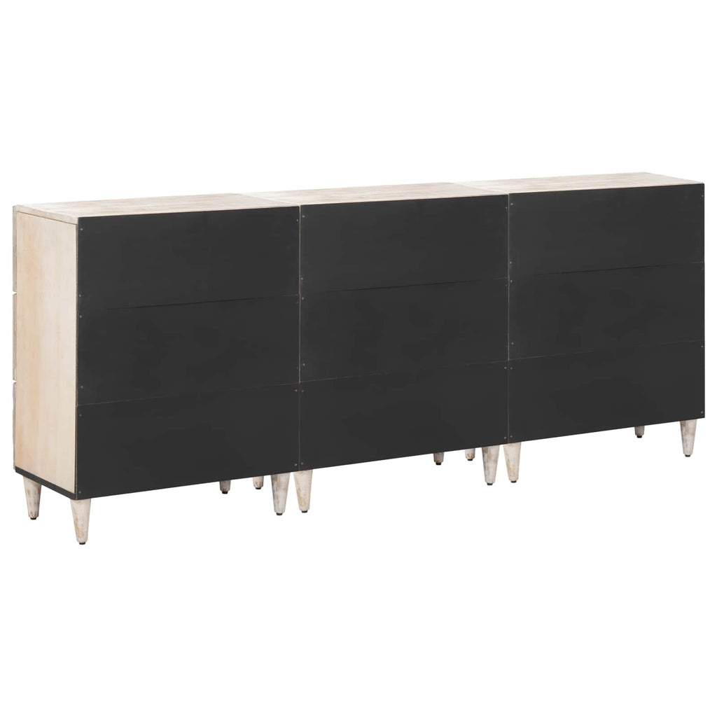 Sideboard 3 pcs Weiß 60 x 33,5 x 75 cm Massivholz Mango