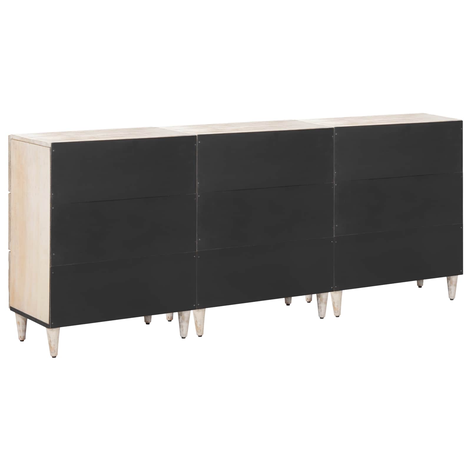 Sideboard 3 pcs Weiß 60 x 33,5 x 75 cm Massivholz Mango