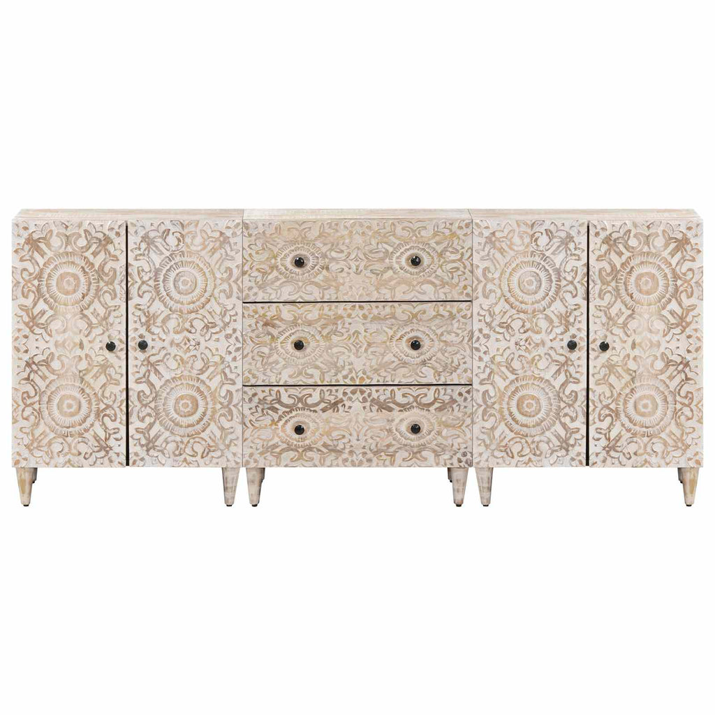 Sideboard 3 pcs Weiß 60 x 33,5 x 75 cm Massivholz Mango