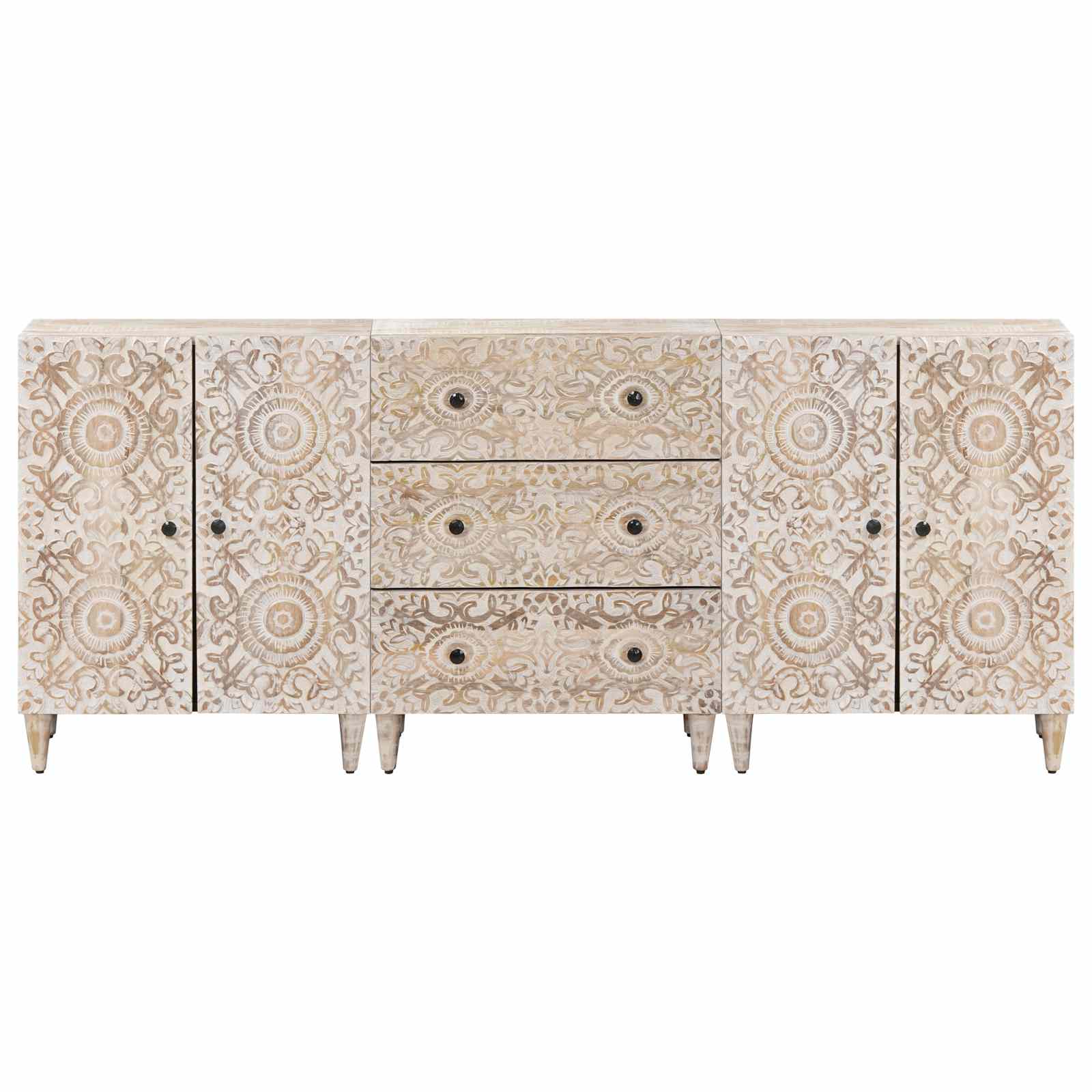 Sideboard 3 pcs Weiß 60 x 33,5 x 75 cm Massivholz Mango
