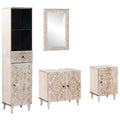 Badezimmermöbel-Set mit Schubladen 4 pcs Weiß Massivholz Mango