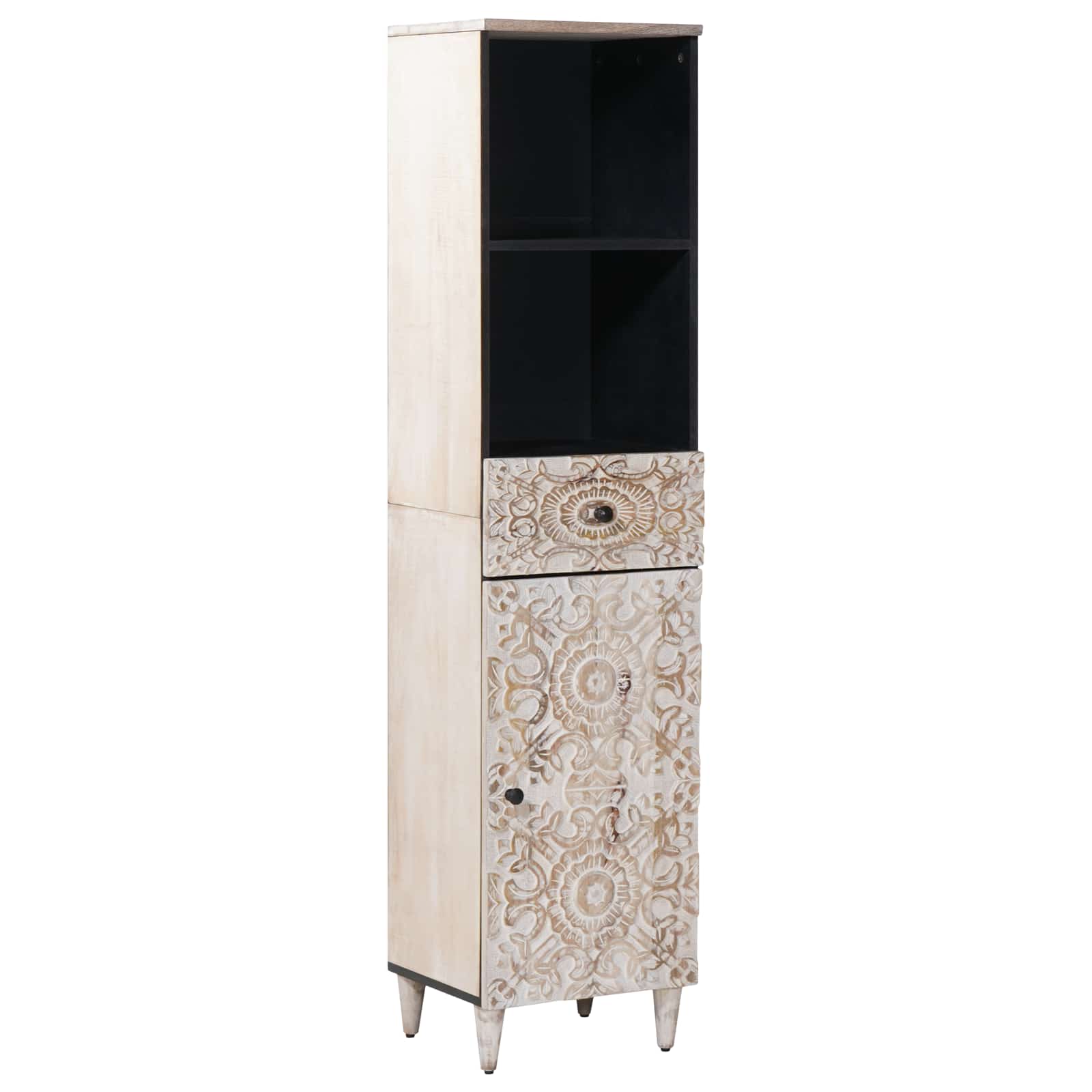 Badezimmermöbel-Set mit Schubladen 4 pcs Weiß Massivholz Mango