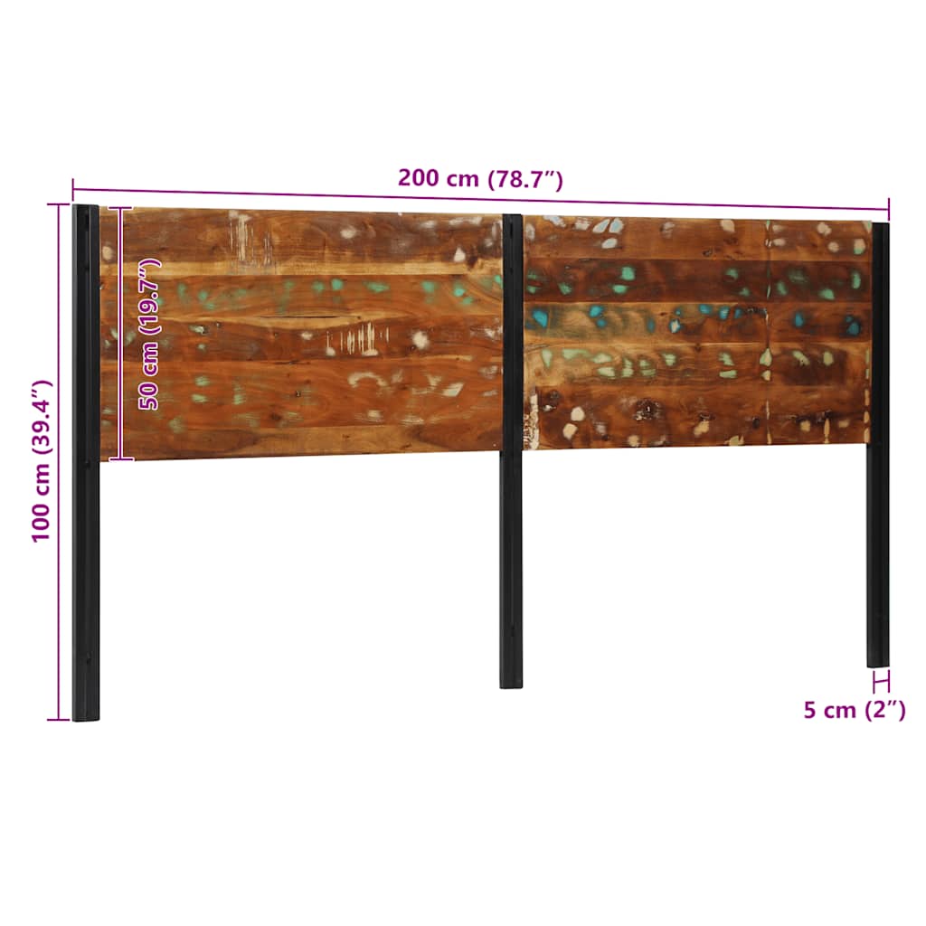 Kopfteil 200 cm Altholz Massivholz und Eisen