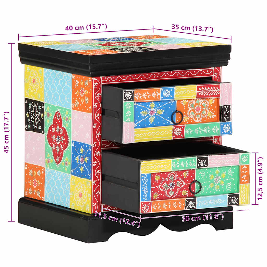 Nachttisch Mehrfarbig 40 x 35 x 45 cm Massivholz Mango