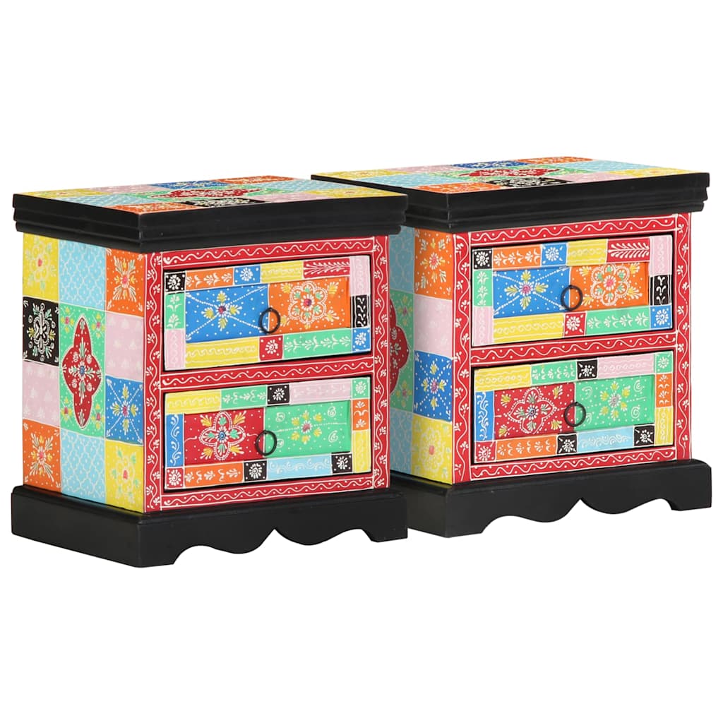 Nachttisch 2 pcs Mehrfarbig 40 x 35 x 45 cm Massivholz Mango