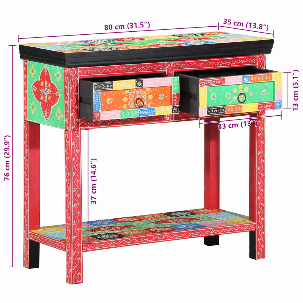 Konsolentisch mit Schubladen Mehrfarbig 80 x 35 x 76 cm