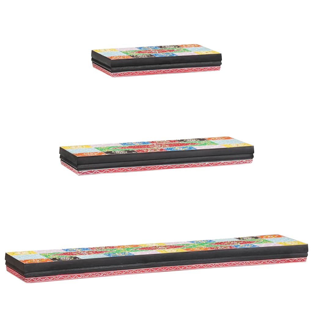 Wandregale 3 pcs Mehrfarbig 100 x 20 x 6 cm Massivholz Mango