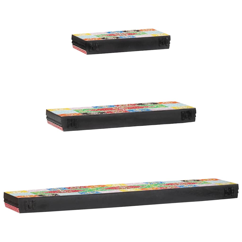 Wandregale 3 pcs Mehrfarbig 100 x 20 x 6 cm Massivholz Mango