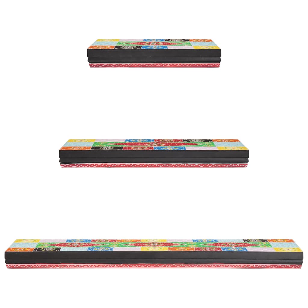 Wandregale 3 pcs Mehrfarbig 100 x 20 x 6 cm Massivholz Mango