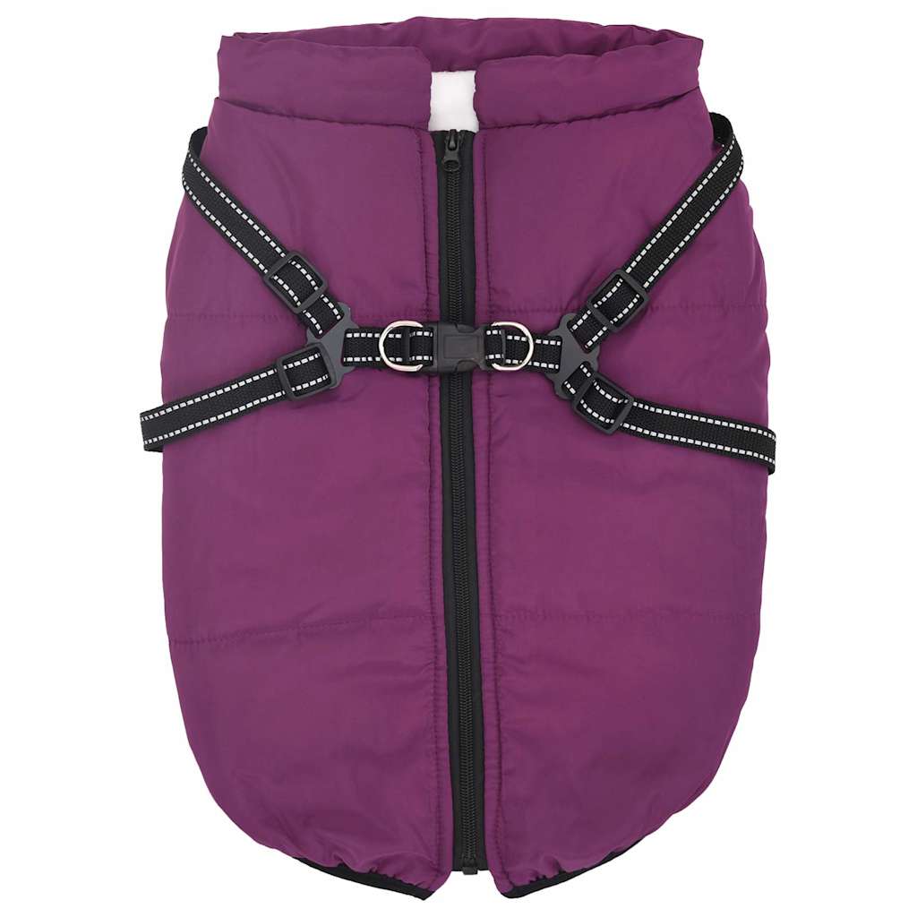 Hundemantel mit Geschirr Wasserdicht Reflektierend Lila L52