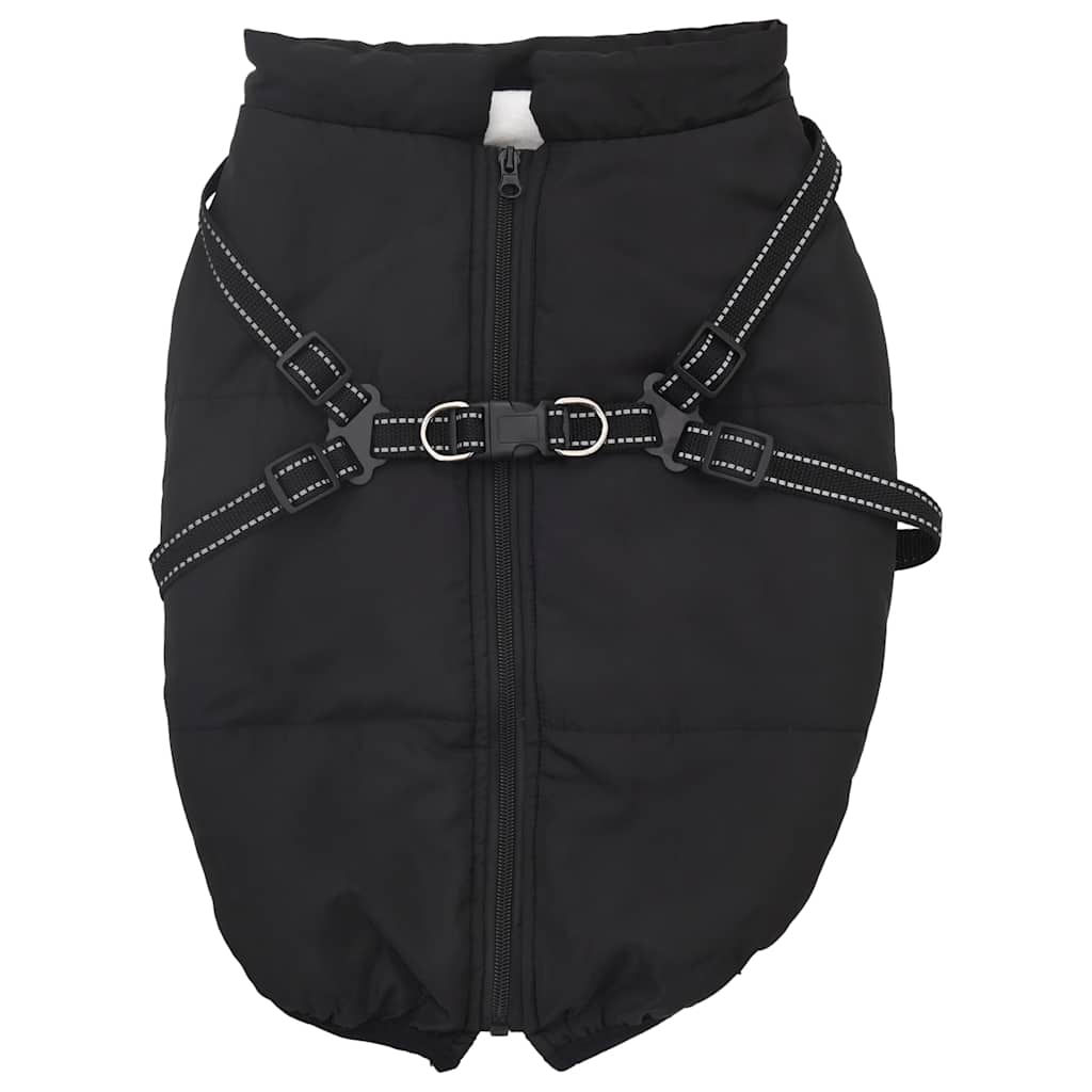 Hundemantel mit Geschirr Wasserdicht Reflektierend Schwarz L48