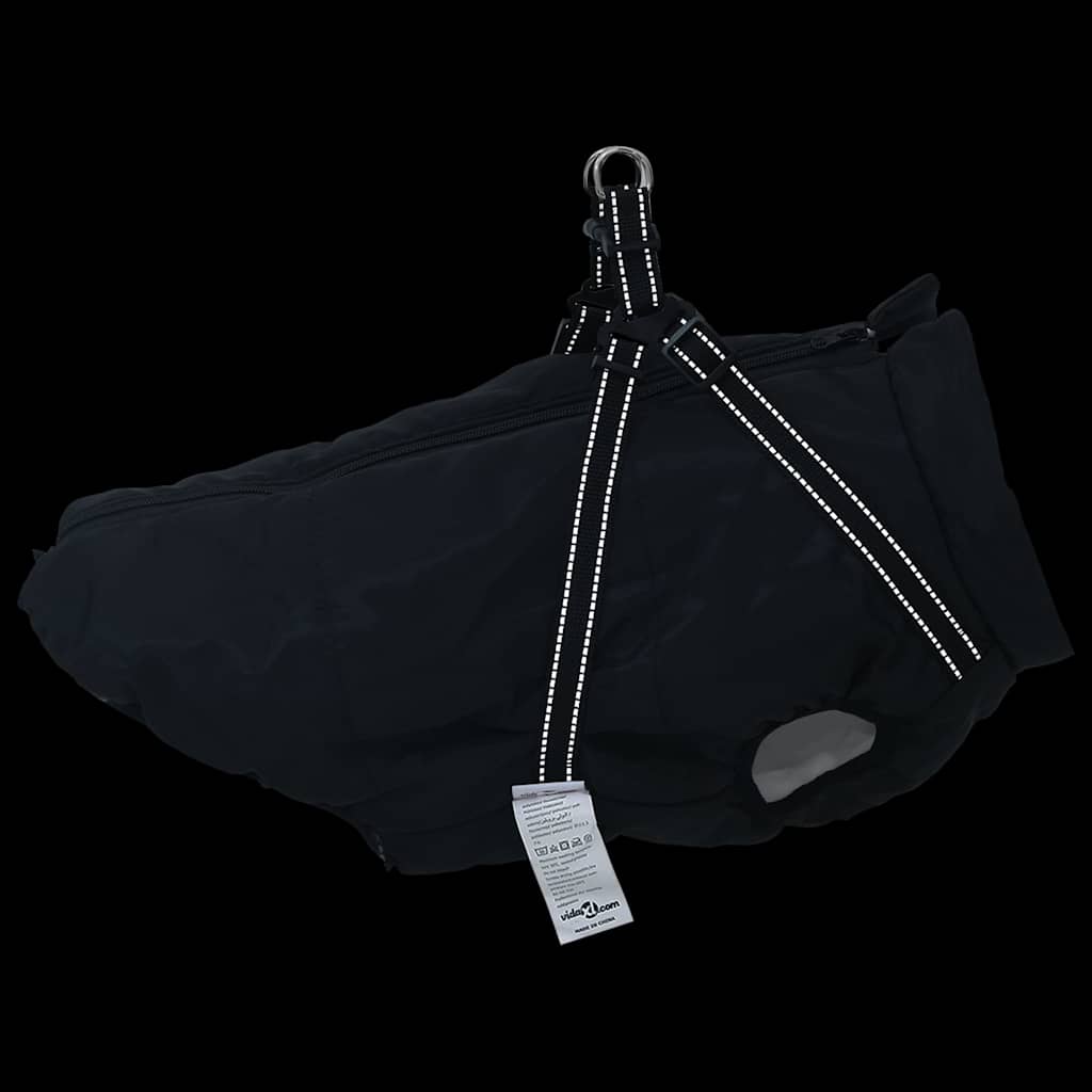 Hundemantel mit Geschirr Wasserdicht Reflektierend Schwarz L48