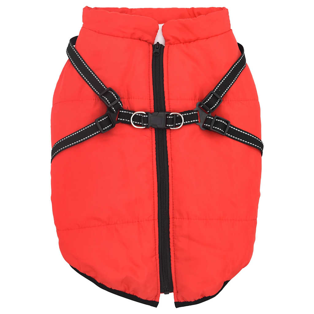 Hundemantel mit Geschirr Wasserdicht Reflektierend Rot L44