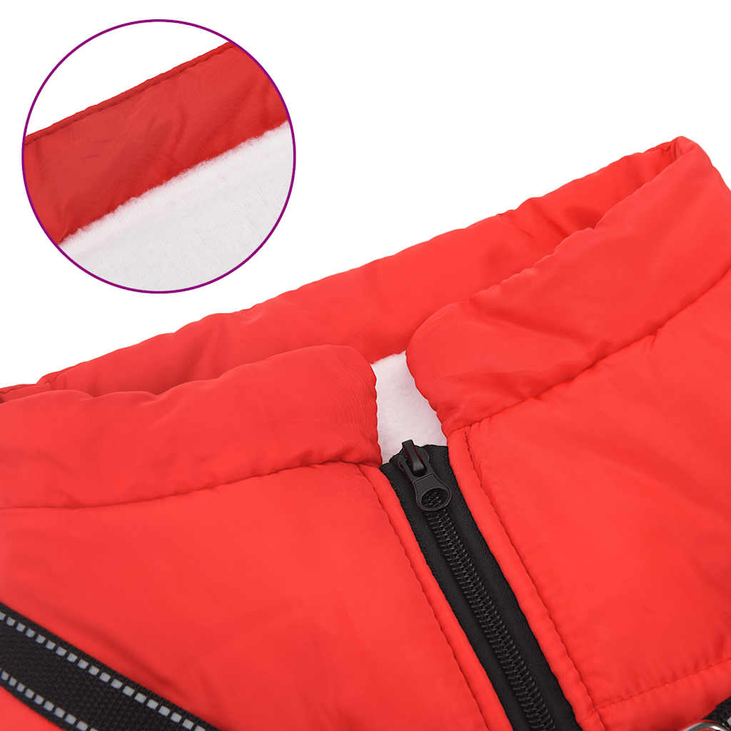 Hundemantel mit Geschirr Wasserdicht Reflektierend Rot L44
