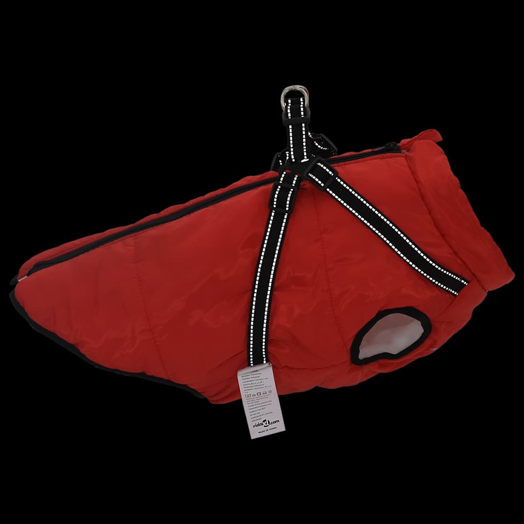 Hundemantel mit Geschirr Wasserdicht Reflektierend Rot L48