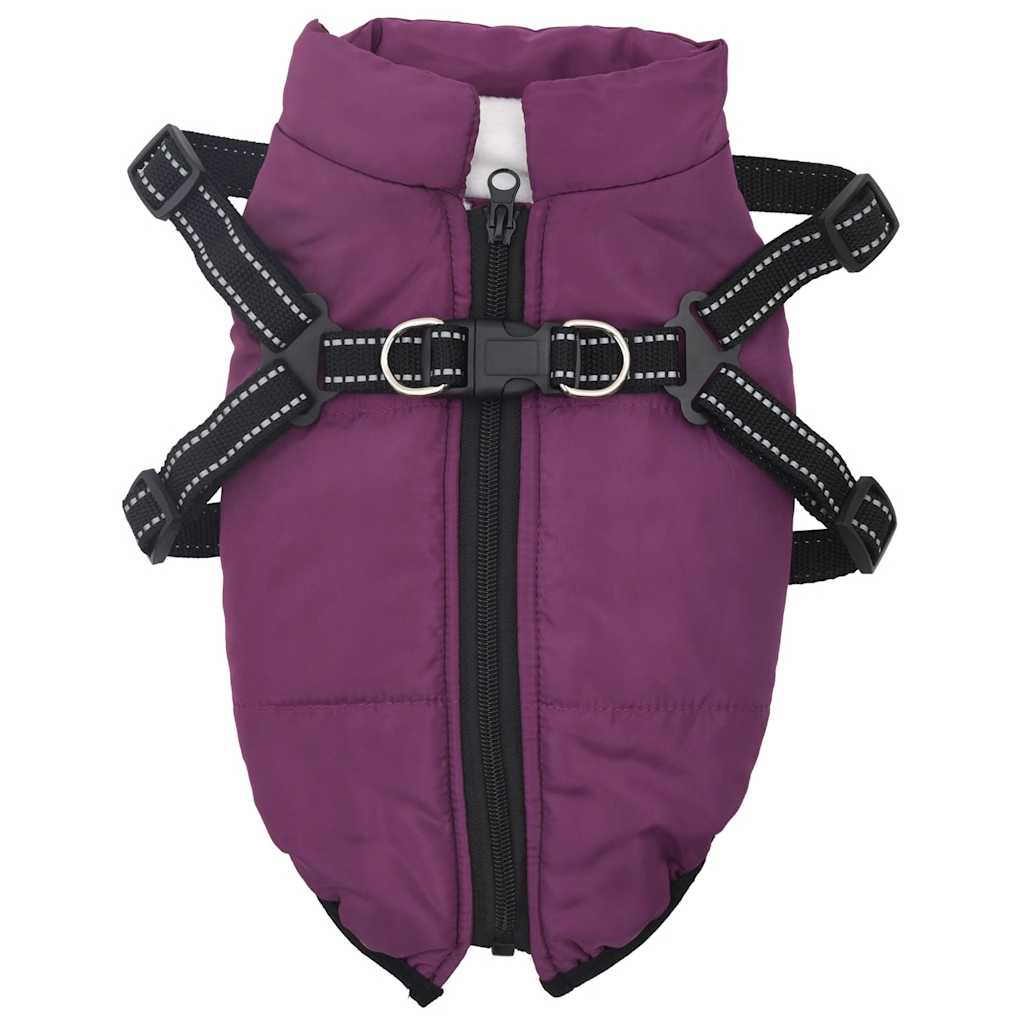 Hundemantel mit Geschirr Wasserdicht Reflektierend Lila L24