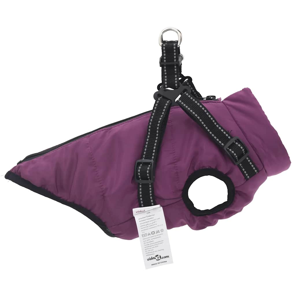 Hundemantel mit Geschirr Wasserdicht Reflektierend Lila L24