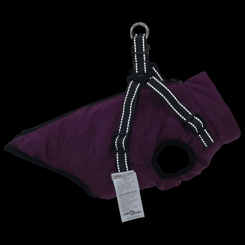 Hundemantel mit Geschirr Wasserdicht Reflektierend Lila L28