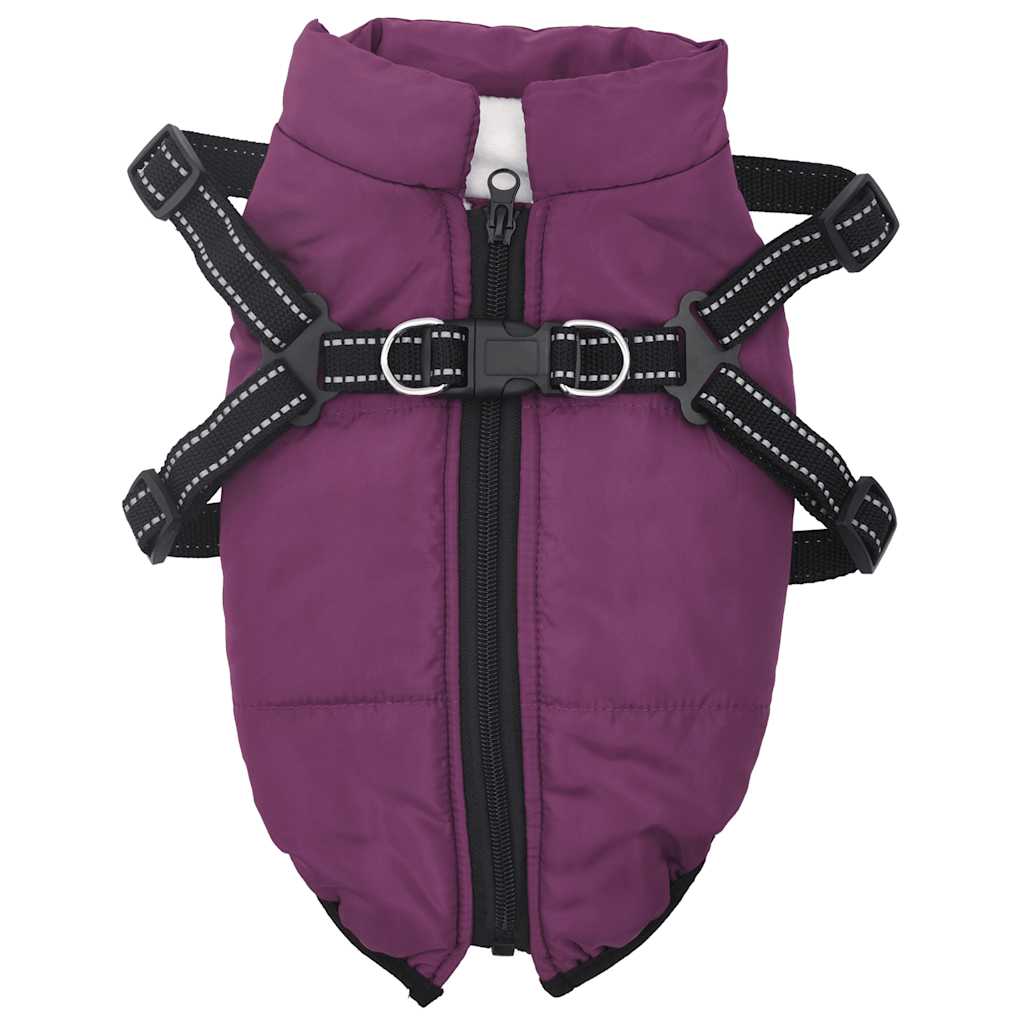 Hundemantel mit Geschirr Wasserdicht Reflektierend Lila L36