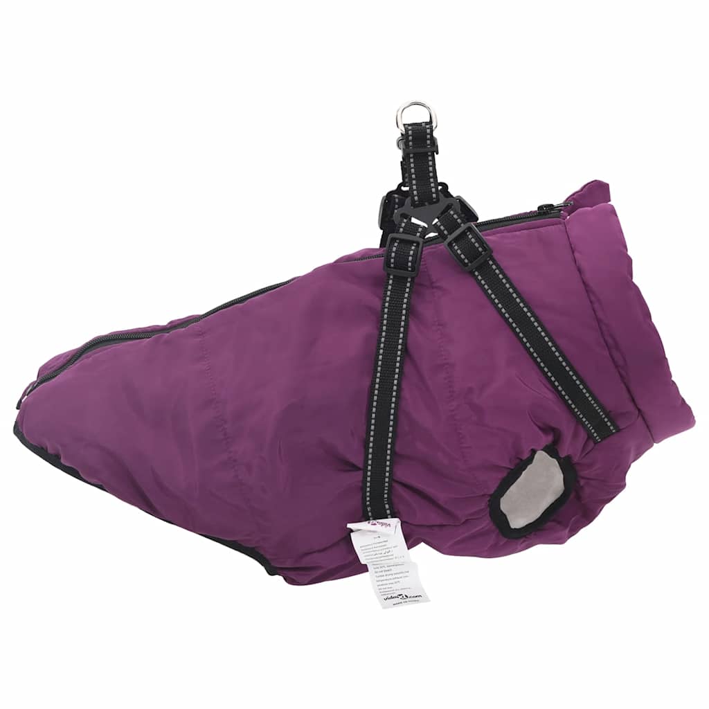 Hundemantel mit Geschirr Wasserdicht Reflektierend Lila L44