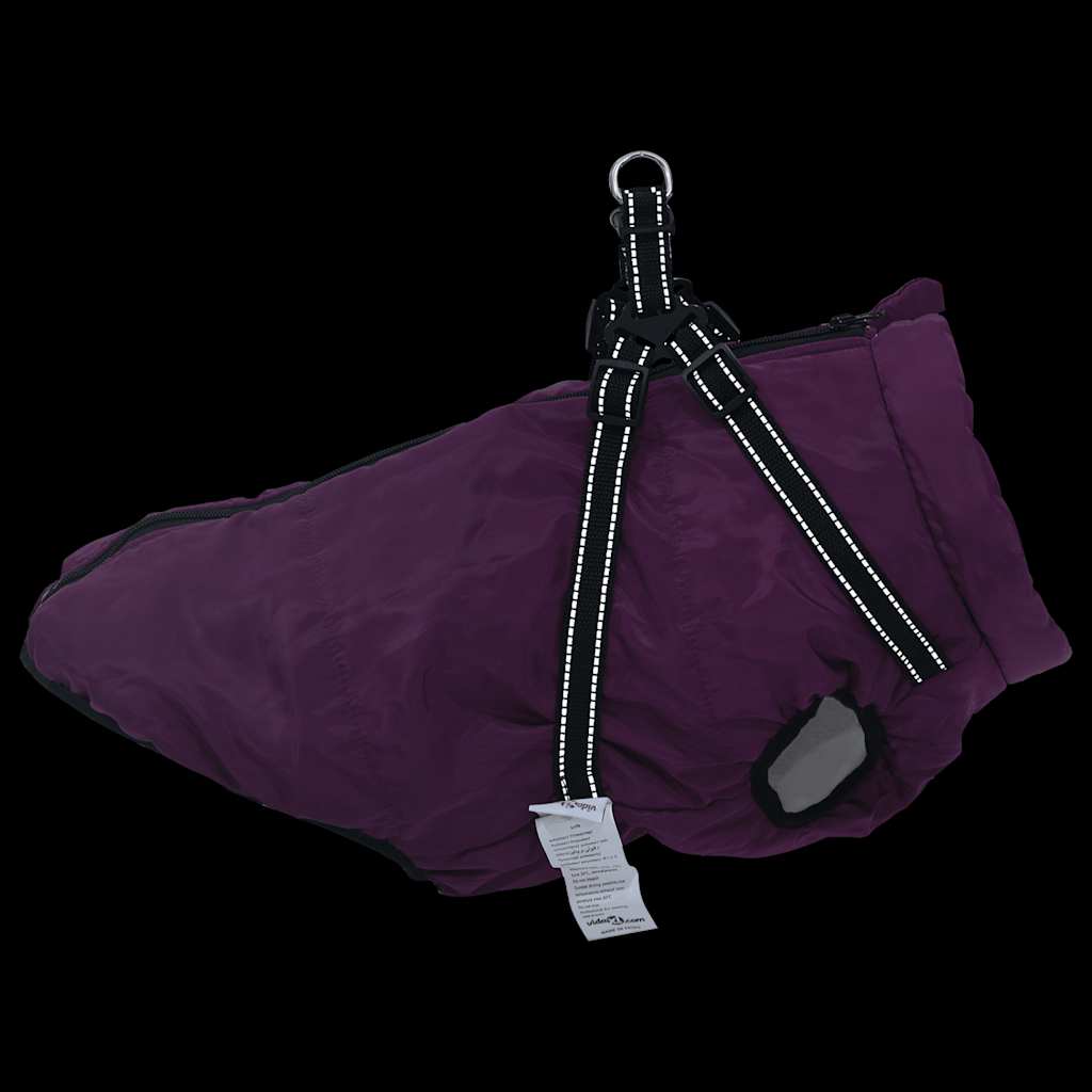 Hundemantel mit Geschirr Wasserdicht Reflektierend Lila L44