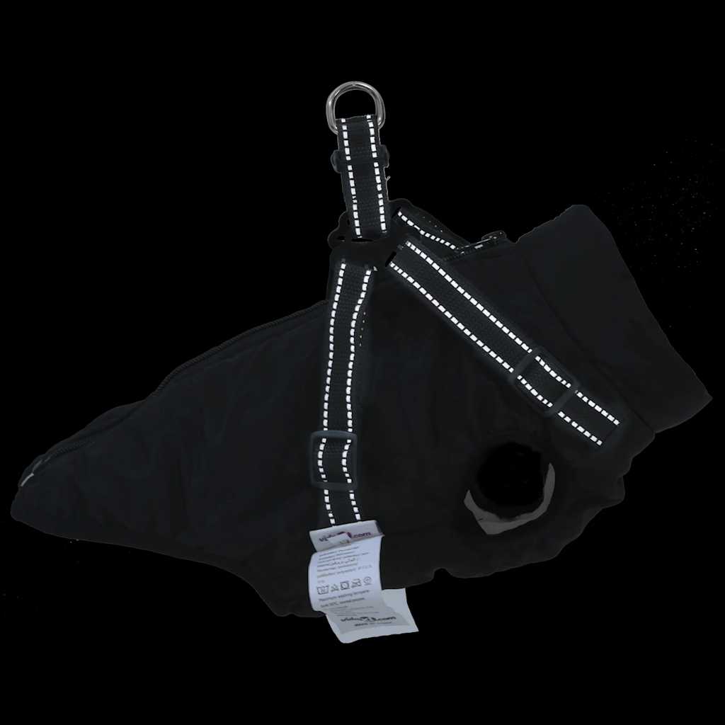 Hundemantel mit Geschirr Wasserdicht Reflektierend Schwarz L36