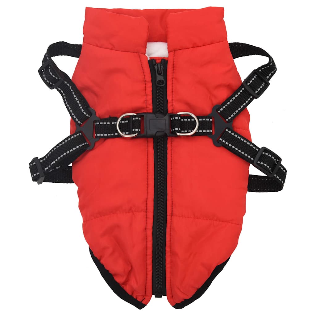 Hundemantel mit Geschirr Wasserdicht Reflektierend Rot L32