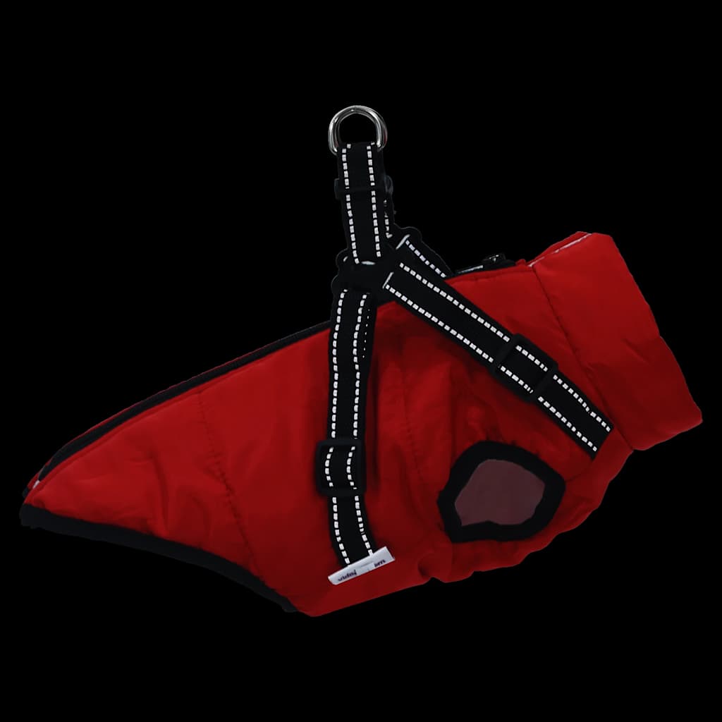 Hundemantel mit Geschirr Wasserdicht Reflektierend Rot L40