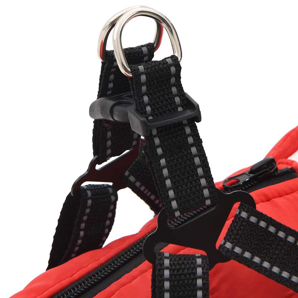 Hundemantel mit Geschirr Wasserdicht Reflektierend Rot L40