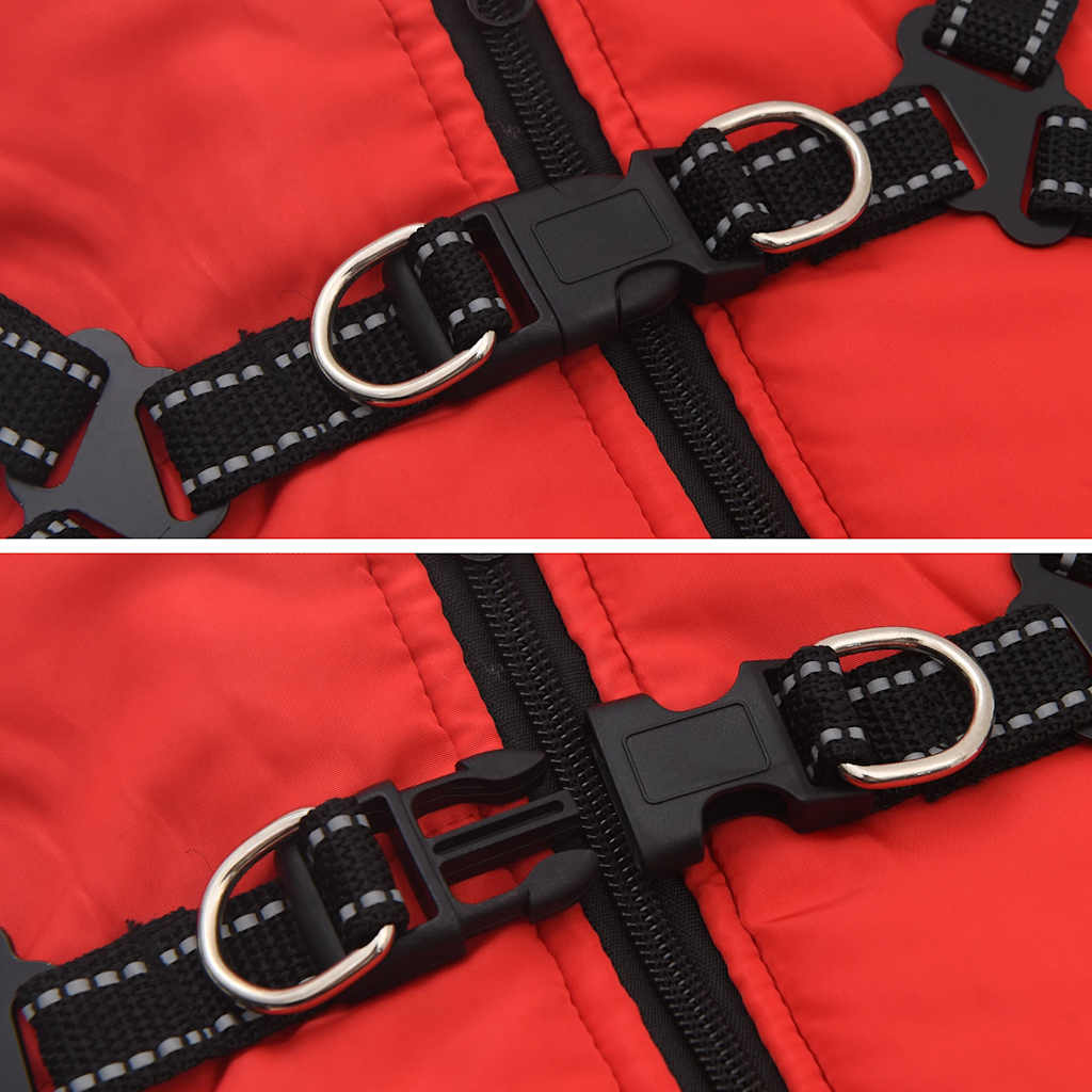 Hundemantel mit Geschirr Wasserdicht Reflektierend Rot L40
