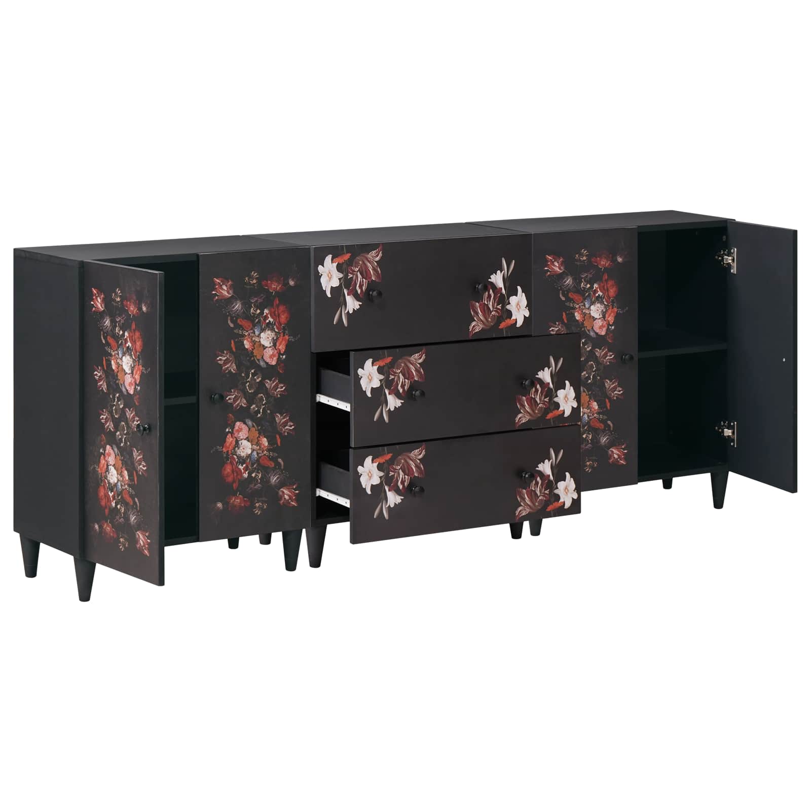Stauraumschränke 3 Stk. 180 x 33 x 75 cm Massivholz Mango