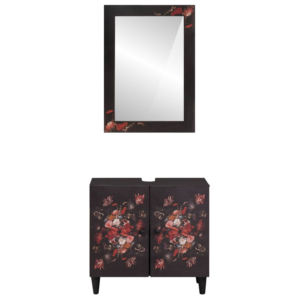Badezimmerschrank-Set Wandmontiert 2 pcs Massivholz Mango