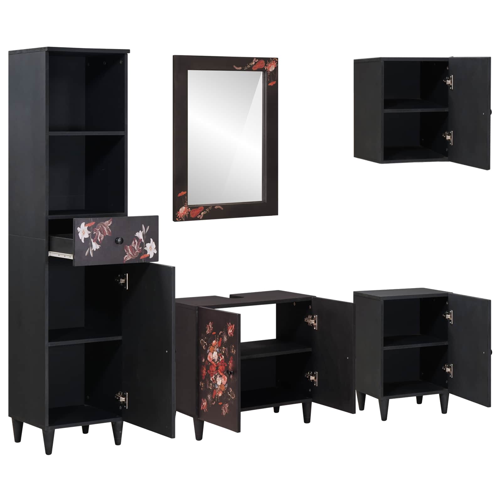Badezimmerschrank-Set mit Schubladen 5 pcs Massivholz Mango