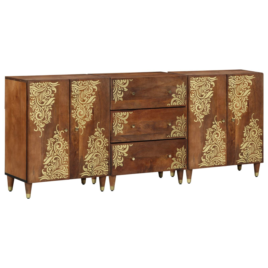 Badezimmerschrank-Set mit Schubladen 3 pcs Honigbraun und Gold