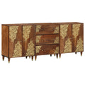 Badezimmerschrank-Set mit Schubladen 3 pcs Honigbraun und Gold