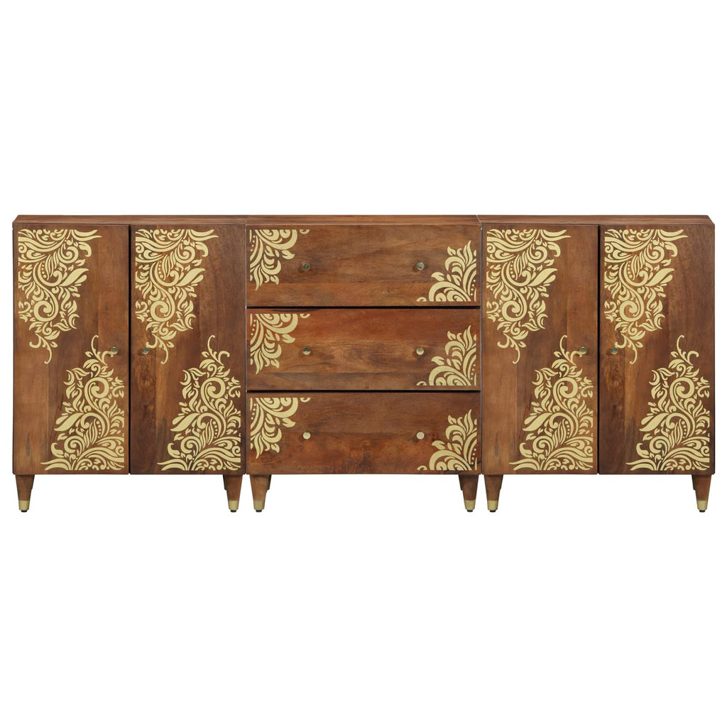 Badezimmerschrank-Set mit Schubladen 3 pcs Honigbraun und Gold