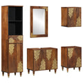 Badezimmerschrank-Set mit Tür 5 pcs Honigbraun Massivholz Mango
