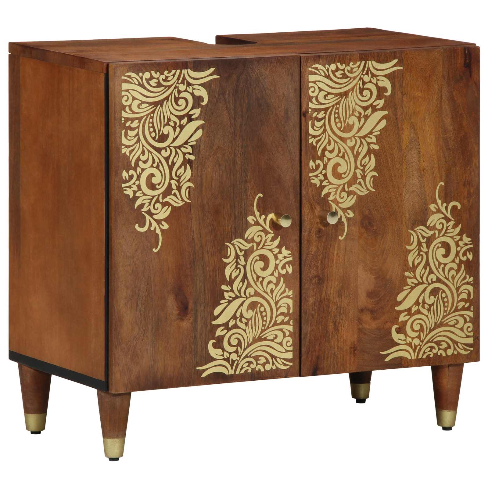 Badezimmerschrank-Set mit Tür 5 pcs Honigbraun Massivholz Mango