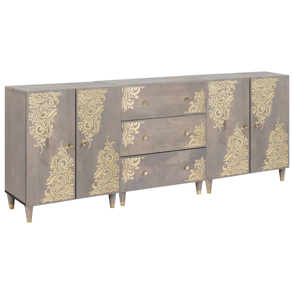 Badezimmerschrank-Set 3 pcs Grau und Gold 180 x 33 x 75 cm