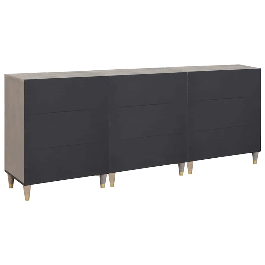 Badezimmerschrank-Set 3 pcs Grau und Gold 180 x 33 x 75 cm