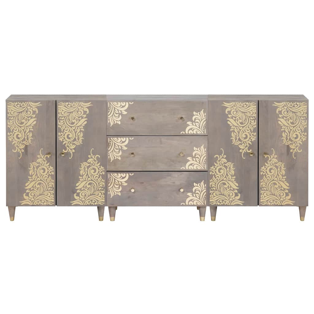 Badezimmerschrank-Set 3 pcs Grau und Gold 180 x 33 x 75 cm